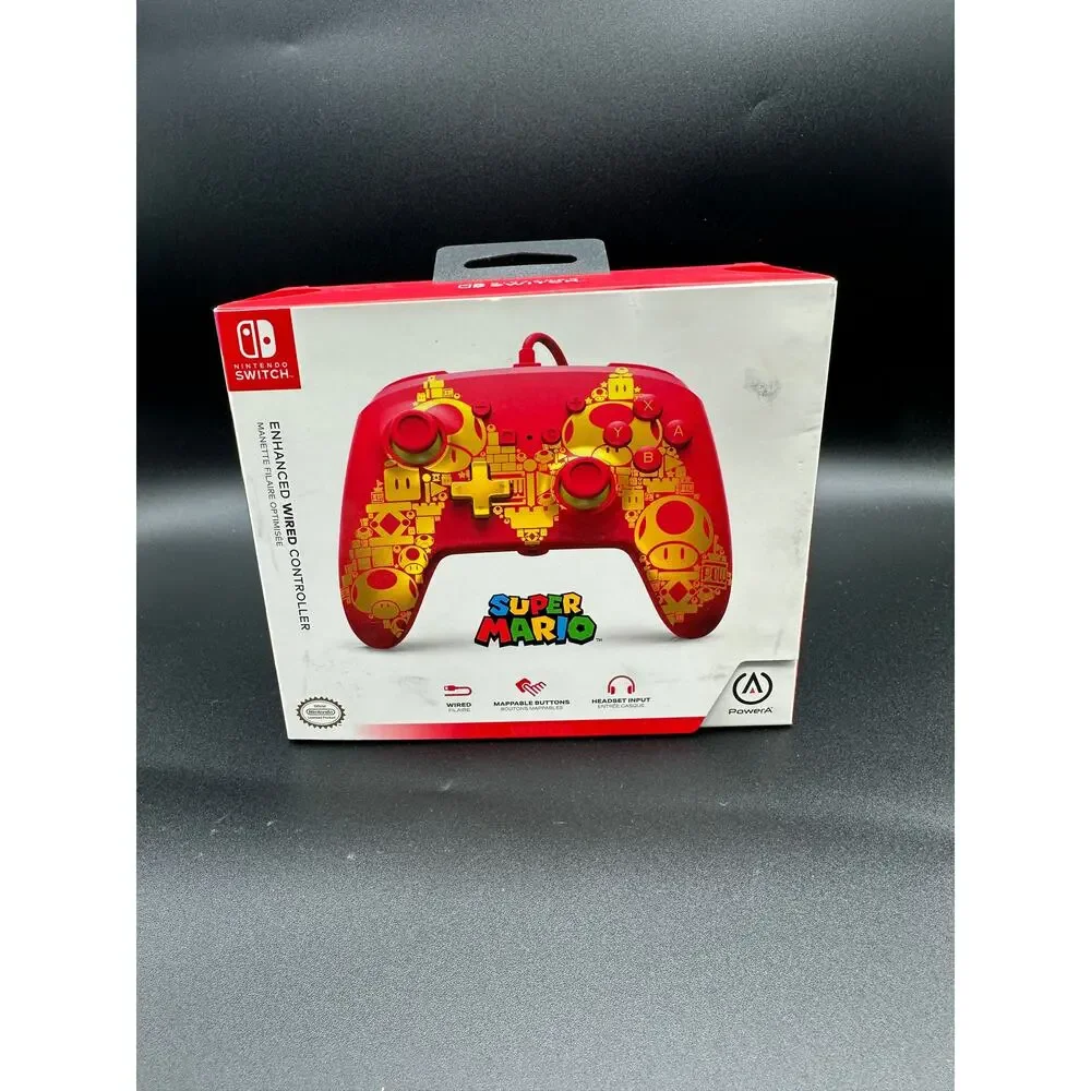 Nintendo Switch PowerA Super Mario Wired Controller Red Gold Official Licensed